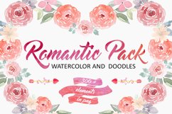 Romantic Pack.Watercolor and Doodles Product Image 1