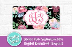 Black White Floral License Plate Sublimation Template Product Image 1