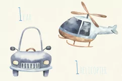 Baby transport watercolor airplane, submarine, car etc Product Image 2