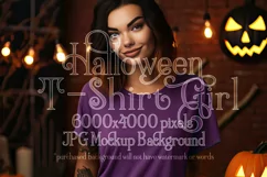 Halloween T-Shirt Mockup for Women, Purple TShirt Mockup, d2 Product Image 1