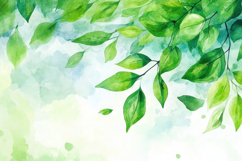 Green Watercolor Leaves Background Wallpaper Product Image 1