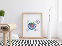 Covid Valentine's day clipart. Virus attacks planet Product Image 4