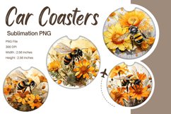 Bee Flower Car Coasters Sublimation Bee Car Accessories_1 Product Image 1