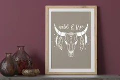 Cow Skull svg, boho, tribal svg silhouette, Wild And Free Product Image 4