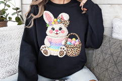 Easter Bunny png, Knit Bunny with Leopard Basket png Product Image 3