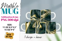 Green gold Marble sublimation mug 11oz 15oz. 5 PNG design Product Image 1