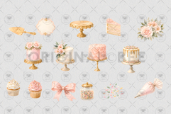Elegant Pink Cake Watercolor Clipart Product Image 3