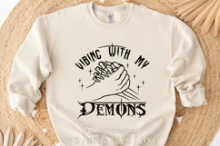 Vibing With My Demons Svg, Dark Humor Svg, Sarcasm Svg Product Image 4