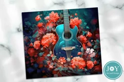 BEAUTIFUL GUITAR AND FLOWERS TUMBLER WRAP SUBLIMATION DESIGN Product Image 2