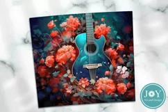 BEAUTIFUL GUITAR AND FLOWERS TUMBLER WRAP SUBLIMATION DESIGN Product Image 3