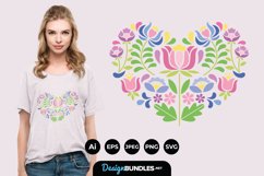 Folk Art Floral Love Shape SVG Product Image 1