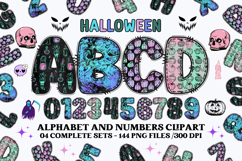 Halloween Alphabet png clipart, halloween letters doodle Product Image 1