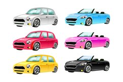 Cars flat color vector objects set Product Image 1