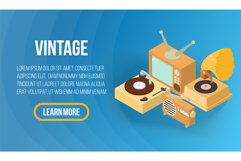 Vintage concept banner, isometric style Product Image 1