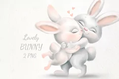 Cute Bunny PNG, Love Baby animals, Funny Valentines day card Product Image 1