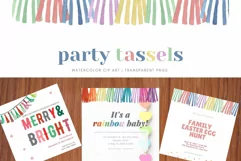 Party Tassels Watercolor Clip Art Sublimation Invitations Product Image 1