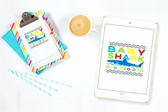 Retro Daddy Shark Print / Fathers Day T-Shirt, Family SVG Product Image 2