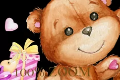 Watercolor clipart, tandem bike, teddy bear, couple, heart, Product Image 3