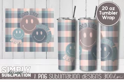 Retro Good Vibes Emoji 20 oz Sublimation Tumbler Wrap Png Product Image 1