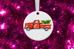 Red Truck Christmas. Truck Christmas Tree. Christmas Card Product Image 3