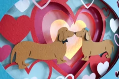 Valentine 3D Shadow Box SVG Sausage Dogs Layered Paper Cut Product Image 7