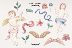 Cherubs Watercolor 14 Elements Ribbons Flowers Florals Product Image 3