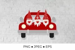 Valentines Day Truck and cute cartoon gnomes SVG cut file. Product Image 1