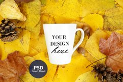 Autumn Latte mug mockup, Fall White mug mockup PSD Product Image 1