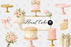 Elegant Floral Cake Watercolor Clipart Product Image 1