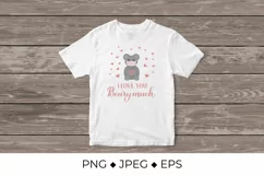 I love you beary much quote. Cute bear wearing mask. Product Image 2