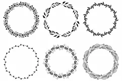 Wreaths Clipart, Hand drawn black design elements, Digital wreath, laurels, leaves and branches, Wedding clipart, Vector Product Image 3
