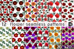 12 Seamless colorful FLOWER patterns bundle. Digital Paper Product Image 1