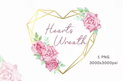 Watercolor Heart Valentine Wreath Boho Clipart Product Image 1