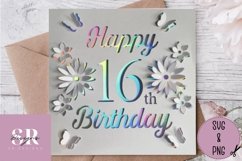 3D 16th Birthday card | Paper cutting | birthday card SVG Product Image 3