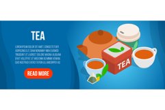 Tea concept banner, isometric style Product Image 1