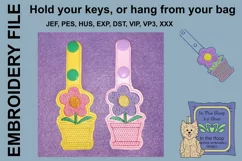 ITH Potted Flower Vinyl Key Fob or Bag Tag - Snap Tab Product Image 2