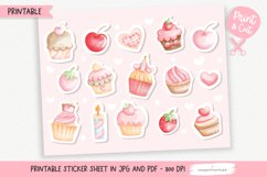 Watercolor Cupcake Printable Stickers Product Image 1