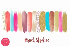 Coral Pink Gold Brush Strokes Clipart I Brush Strokes Product Image 2