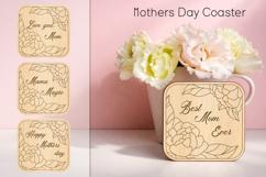 Happy Mothers day gift coasters, Best Mom ever laser engrave Product Image 1