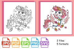 Cute cupid unicorn coloring for kids Product Image 2
