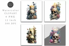 Skull and candle clipart, Skull clipart, Gothic clipart Product Image 1