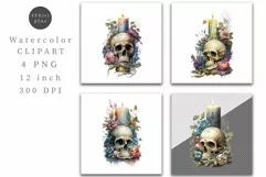 Skull and candle clipart, Skull clipart, Gothic clipart Product Image 1