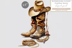 Cowboy boots with rope clipart, Cowboy boots sublimation Product Image 1