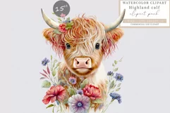 Highland cow clipart, Patriotic clipart Product Image 1