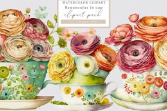 Ranunculus clipart, Flowers sublimation, Spring clipart Product Image 1