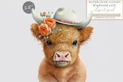 Highland calf clipart, Valentines Day, Love clipart, Product Image 1
