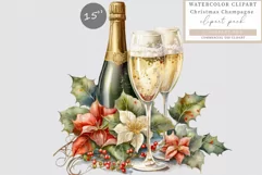 Champagne clipart, Christmas clipart, Party clipart Product Image 1