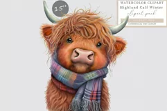 Highland calf clipart, Winer clipart, Christmas clipart Product Image 1
