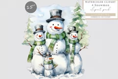 Snowmen clipart, Christmas clipart, Watercolor clipart Product Image 1