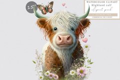 Highland calf clipart, Spring clipart, Love, Cow sublimation Product Image 1